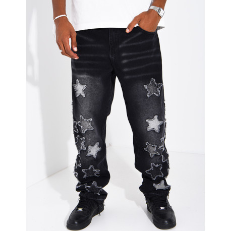 Men's regular-fit jeans with embroidered stars