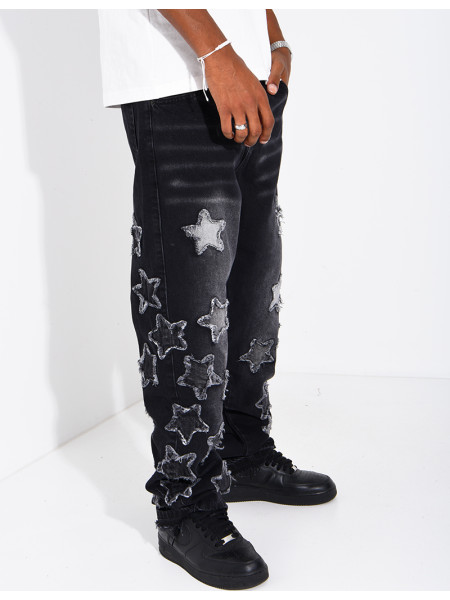 Men's regular-fit jeans with embroidered stars