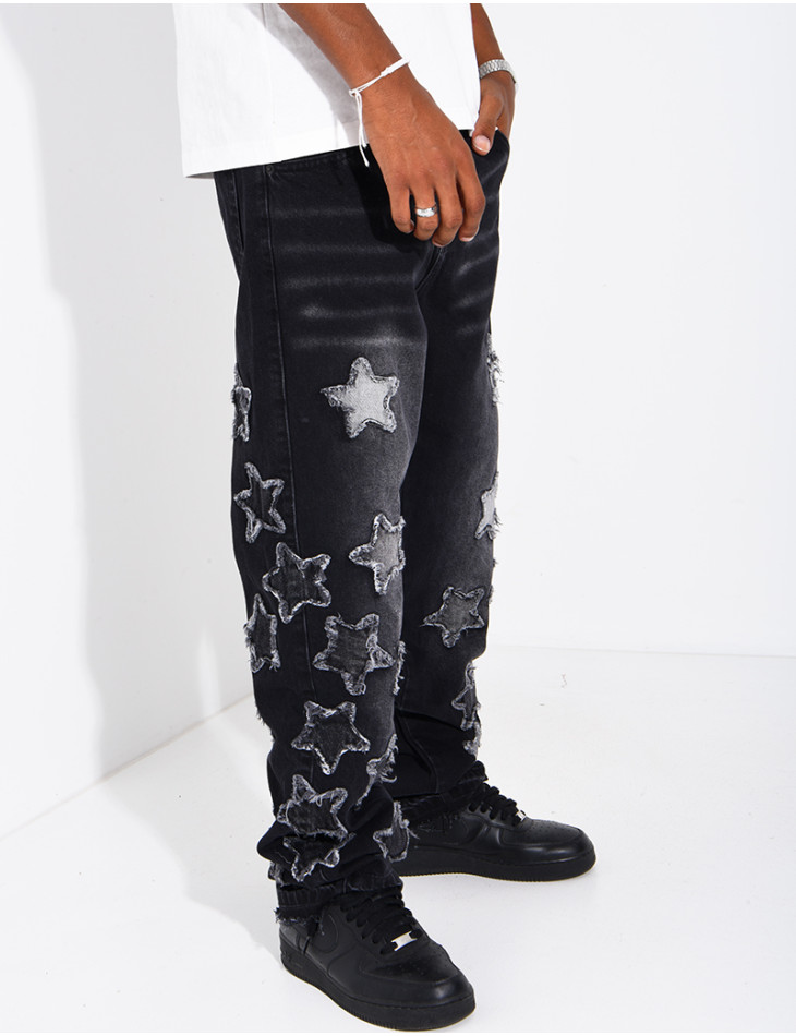 Men's regular-fit jeans with embroidered stars