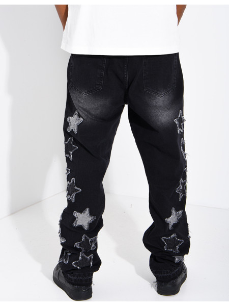 Men's regular-fit jeans with embroidered stars