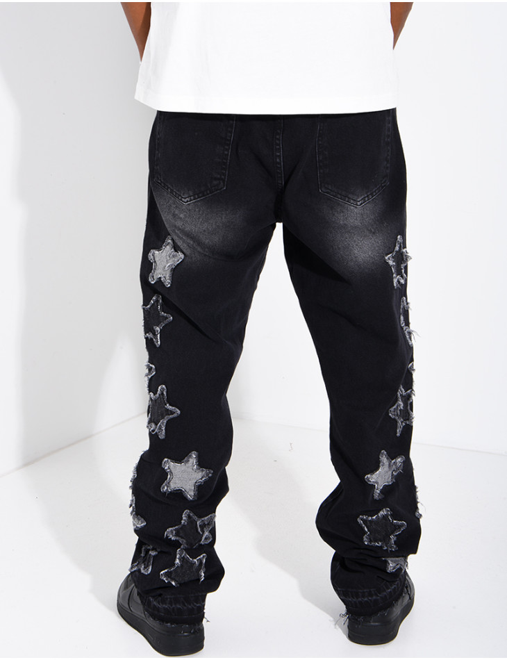 Men's regular-fit jeans with embroidered stars