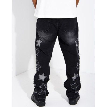 Men's regular-fit jeans with embroidered stars