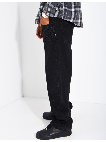 Herrenjeans im Regular-Schnitt mit Strasssteinen