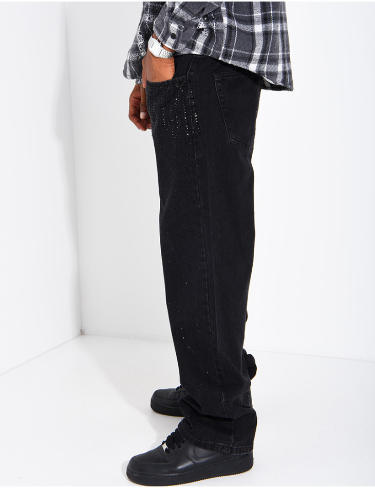 Herrenjeans im Regular-Schnitt mit Strasssteinen