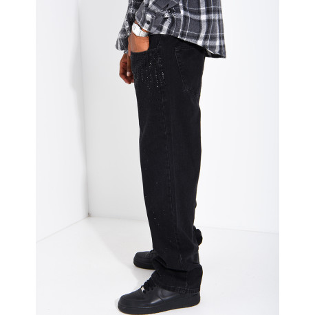 Herrenjeans im Regular-Schnitt mit Strasssteinen