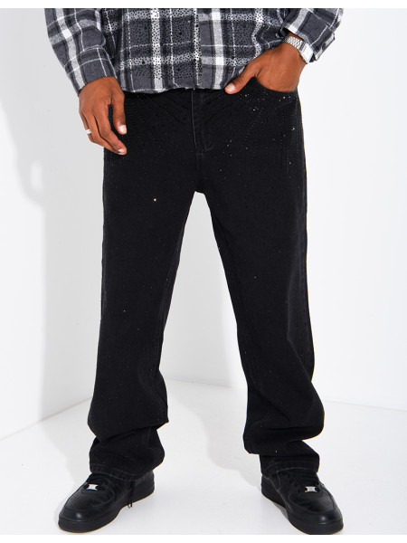 Herrenjeans im Regular-Schnitt mit Strasssteinen