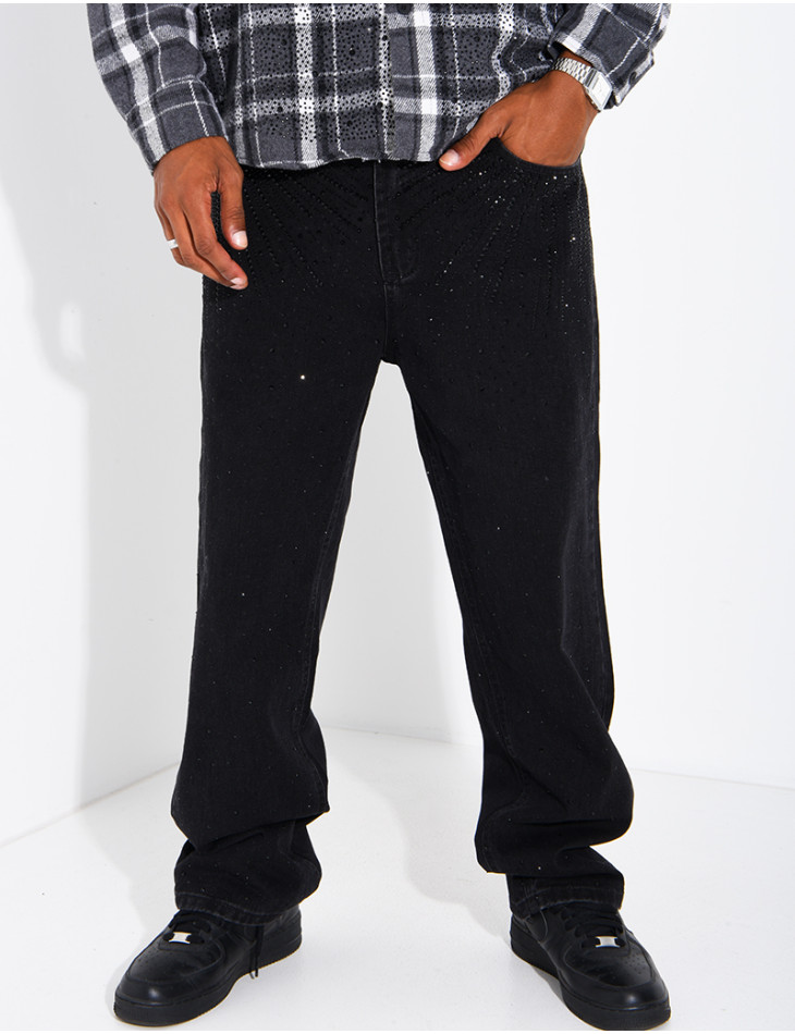 Herrenjeans im Regular-Schnitt mit Strasssteinen