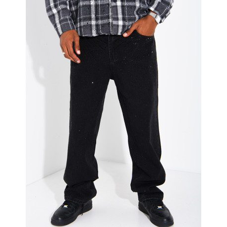 Herrenjeans im Regular-Schnitt mit Strasssteinen