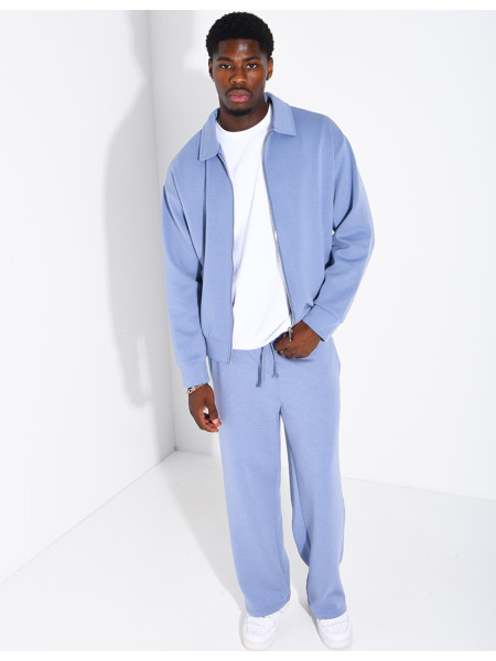 Ensemble de survêtement à gilet zippé et pantalon droit
