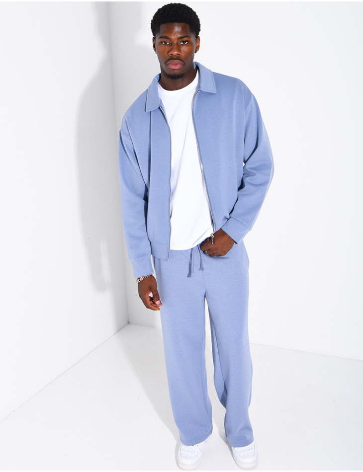 Ensemble de survêtement à gilet zippé et pantalon droit