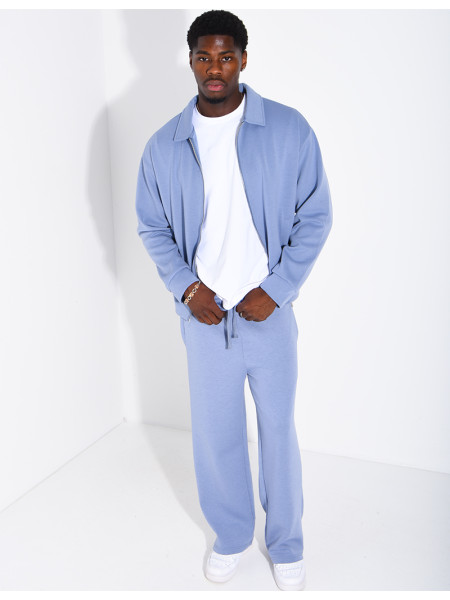 Ensemble de survêtement à gilet zippé et pantalon droit