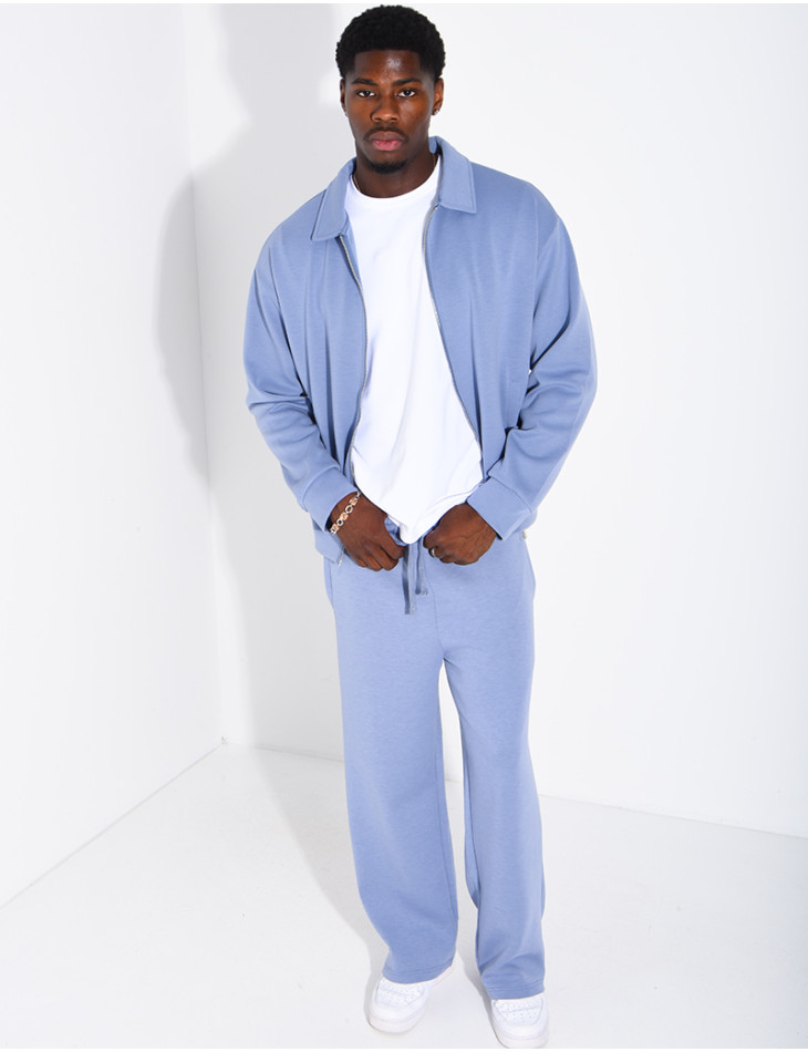 Ensemble de survêtement à gilet zippé et pantalon droit