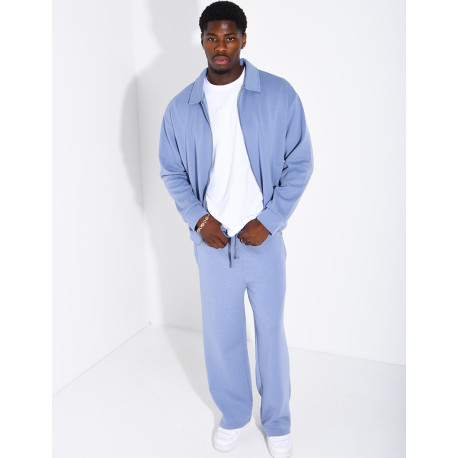 Ensemble de survêtement à gilet zippé et pantalon droit