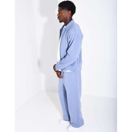 Ensemble de survêtement à gilet zippé et pantalon droit
