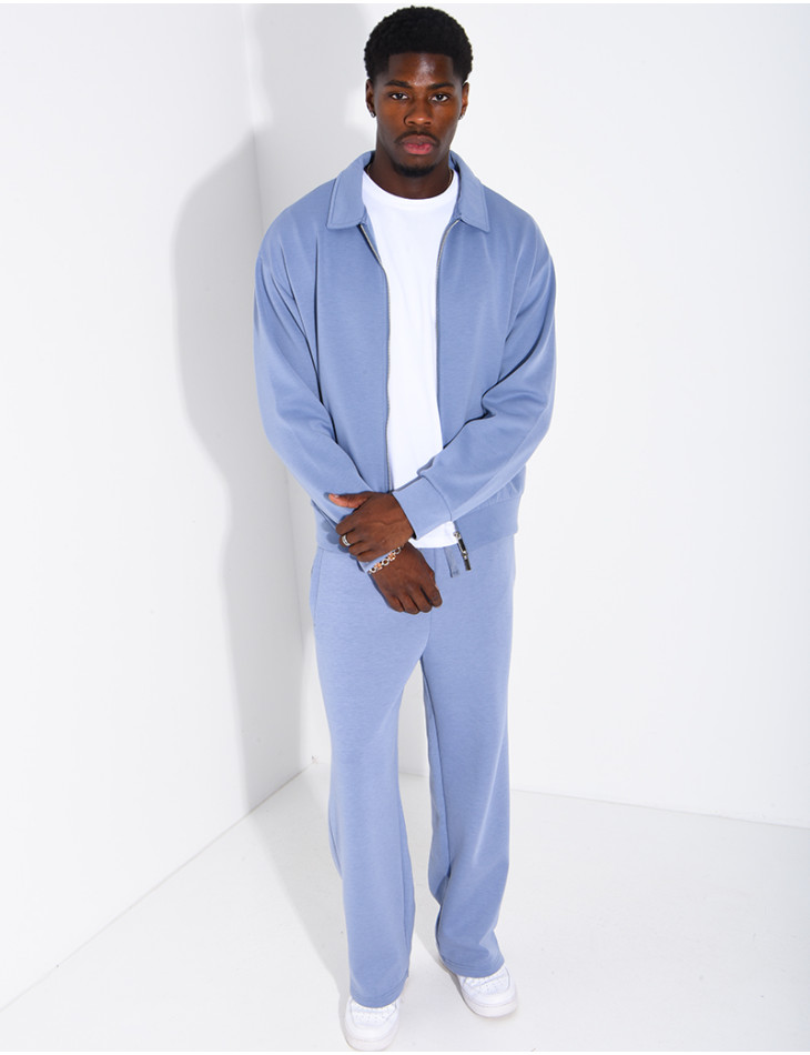 Ensemble de survêtement à gilet zippé et pantalon droit