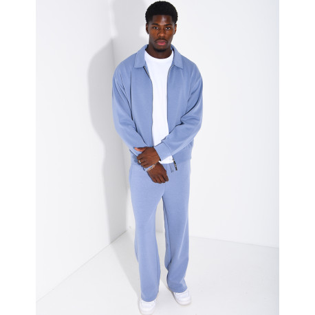 Ensemble de survêtement à gilet zippé et pantalon droit
