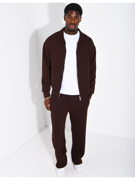 Ensemble de survêtement à gilet zippé et pantalon droit