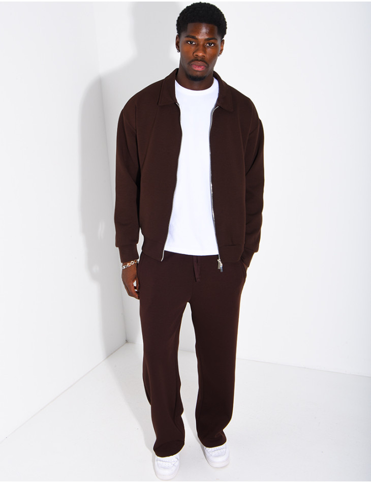 Ensemble de survêtement à gilet zippé et pantalon droit