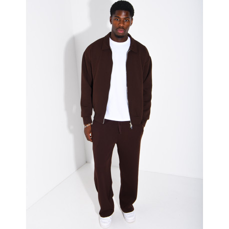 Ensemble de survêtement à gilet zippé et pantalon droit