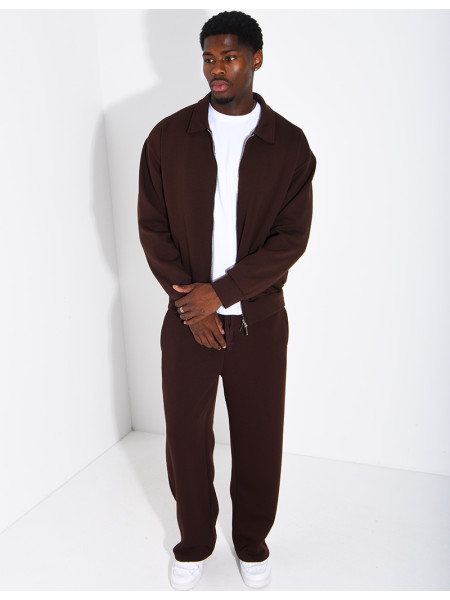Ensemble de survêtement à gilet zippé et pantalon droit