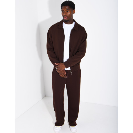 Ensemble de survêtement à gilet zippé et pantalon droit