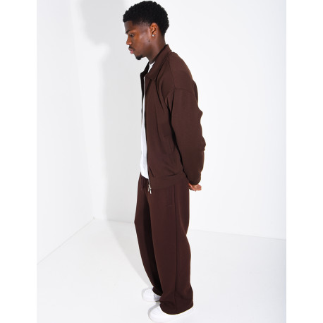 Ensemble de survêtement à gilet zippé et pantalon droit