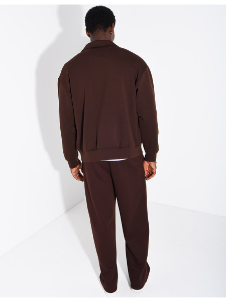 Ensemble de survêtement à gilet zippé et pantalon droit