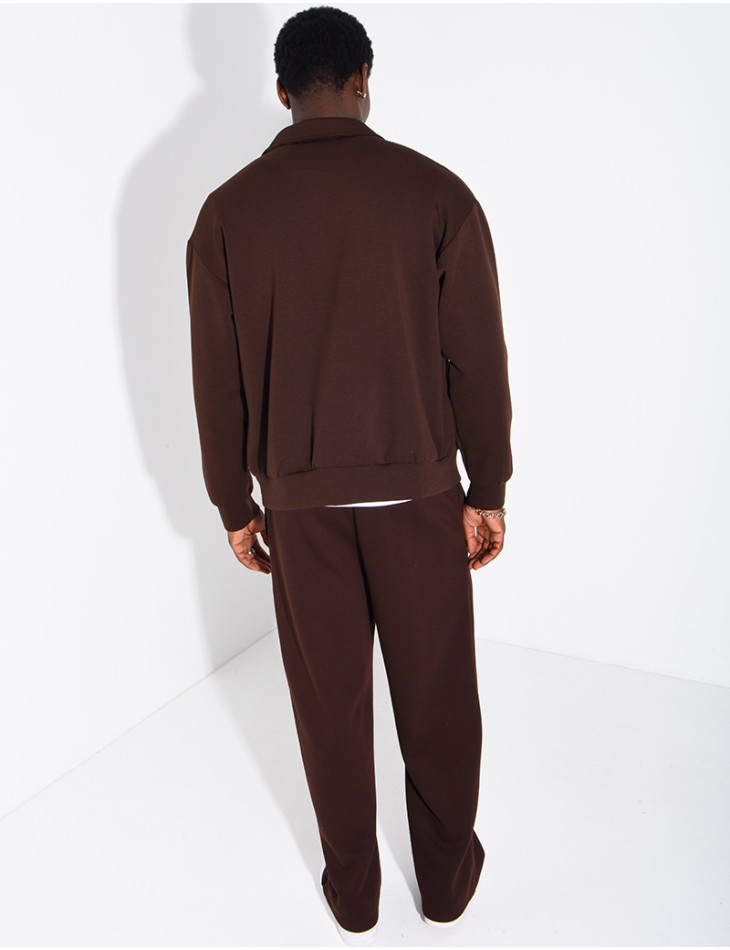 Ensemble de survêtement à gilet zippé et pantalon droit