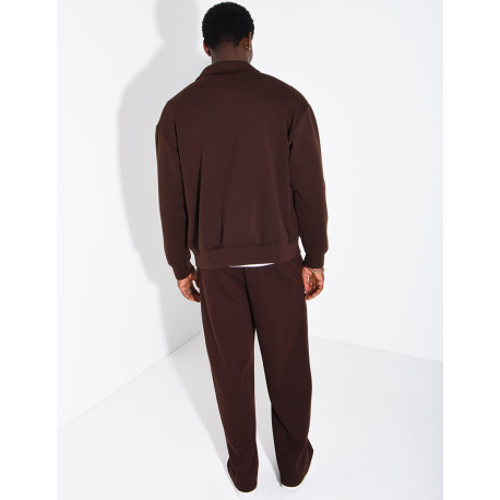 Ensemble de survêtement à gilet zippé et pantalon droit
