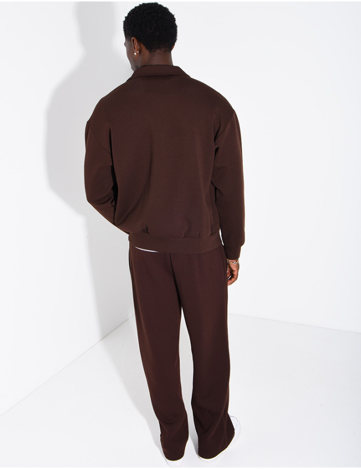 Ensemble de survêtement à gilet zippé et pantalon droit