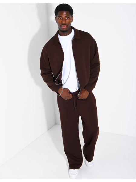 Ensemble de survêtement à gilet zippé et pantalon droit