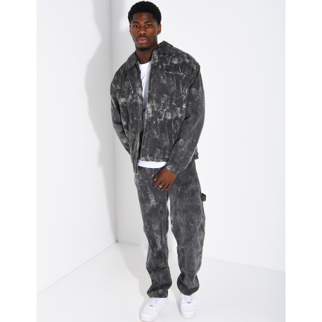 Set aus verwaschener Jeans: Oversize-Jacke und passende Hose