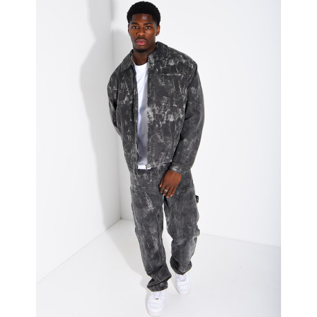 Set aus verwaschener Jeans: Oversize-Jacke und passende Hose