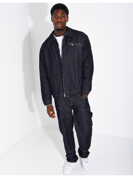 Ensemble en jeans brut veste oversize et pantalon assorti