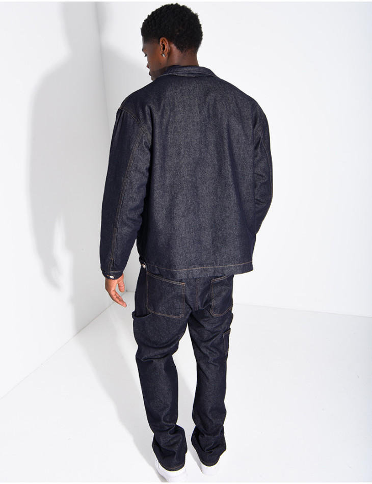 Ensemble en jeans brut veste oversize et pantalon assorti