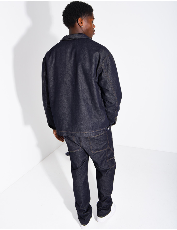 Ensemble en jeans brut veste oversize et pantalon assorti