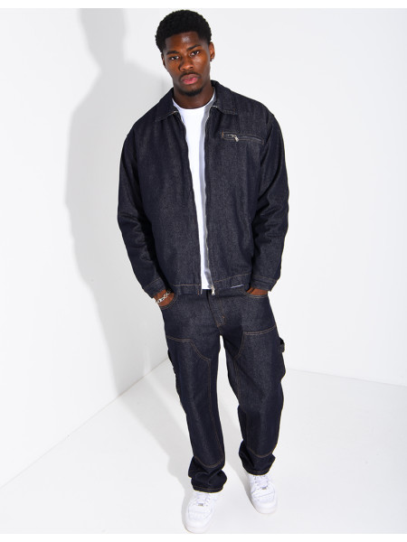 Ensemble en jeans brut veste oversize et pantalon assorti