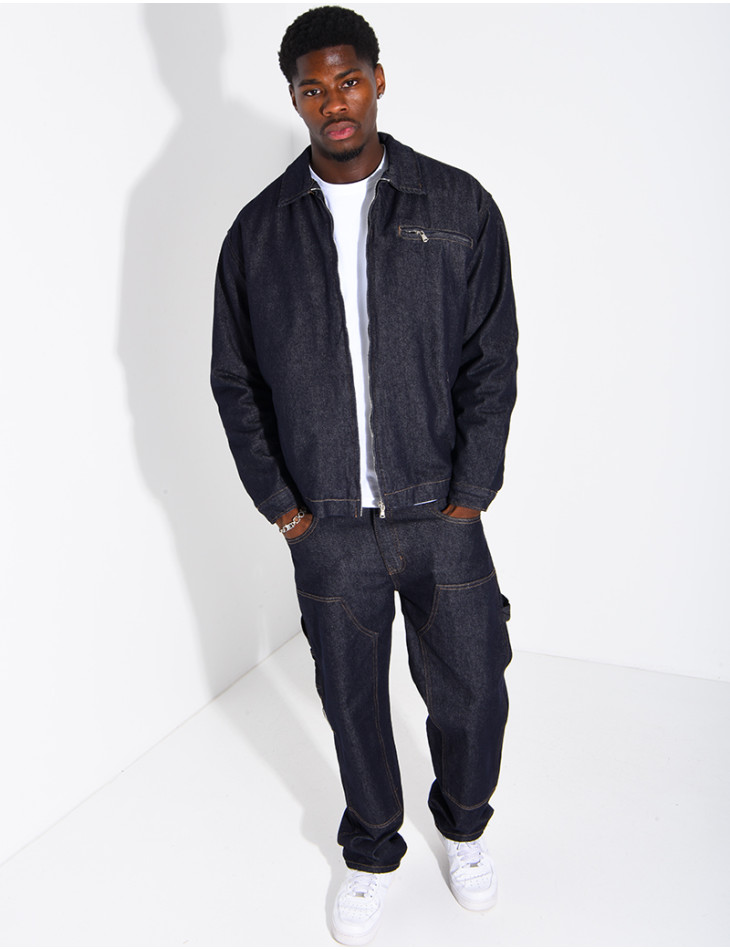 Ensemble en jeans brut veste oversize et pantalon assorti