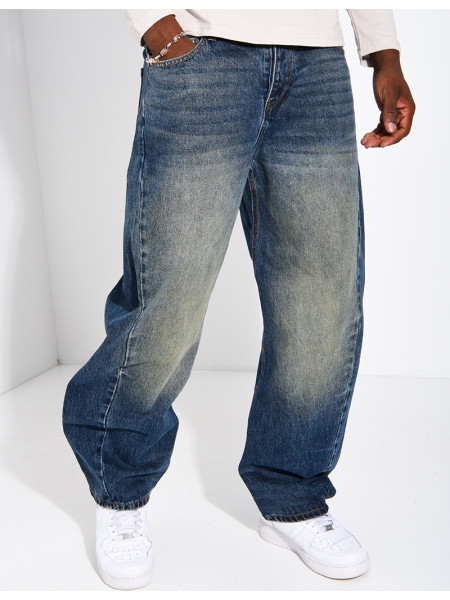 Jeans homme coupe ballon à délavage vintage