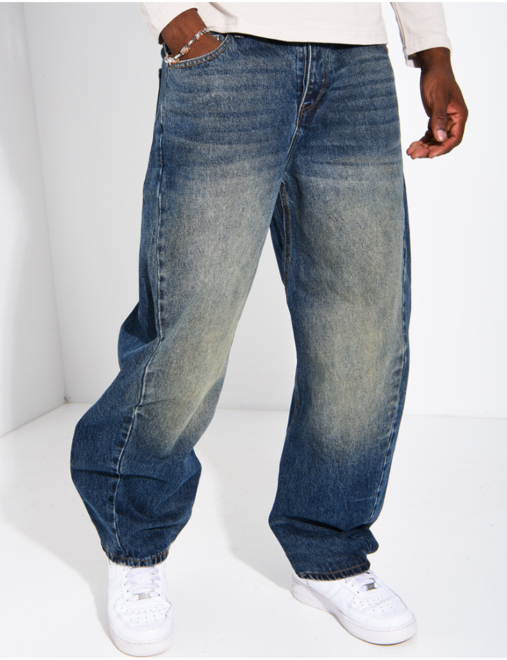 Jeans homme coupe ballon à délavage vintage