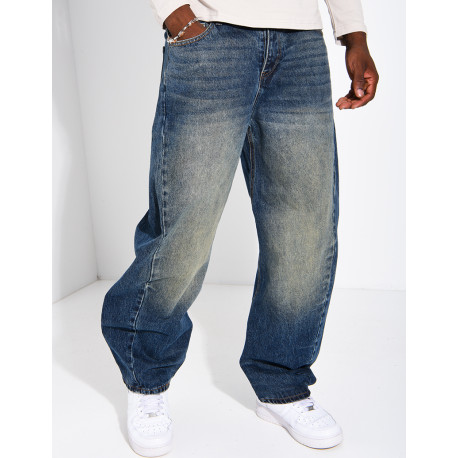 Jeans homme coupe ballon à délavage vintage