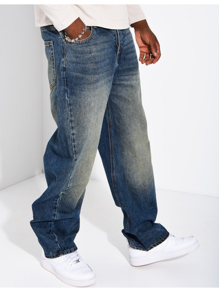 Jeans homme coupe ballon à délavage vintage
