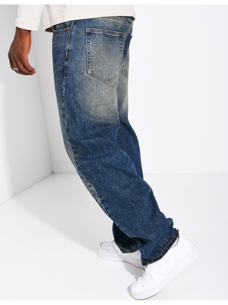 Jeans homme coupe ballon à délavage vintage