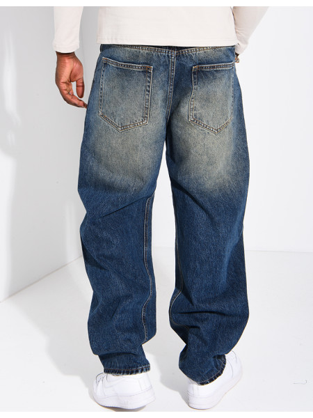 Jeans homme coupe ballon à délavage vintage