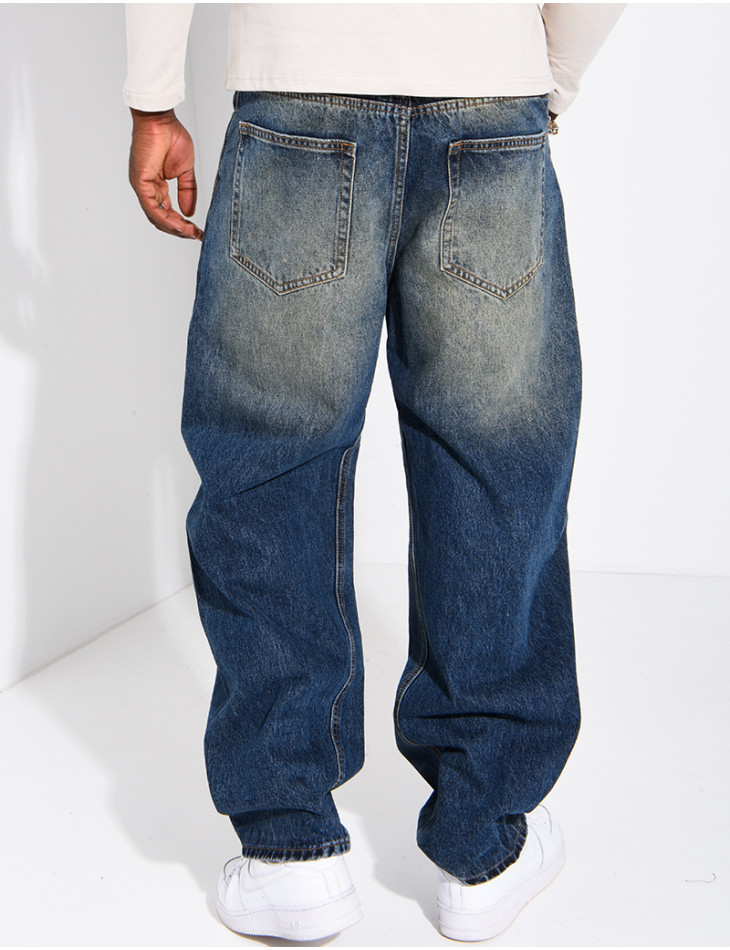 Jeans homme coupe ballon à délavage vintage