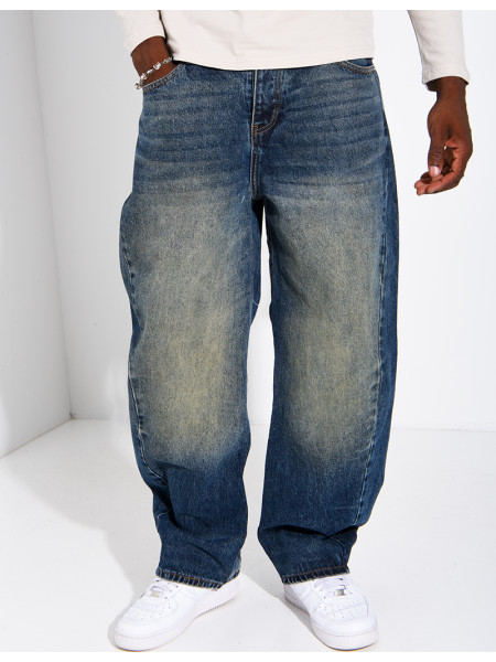 Jeans homme coupe ballon à délavage vintage