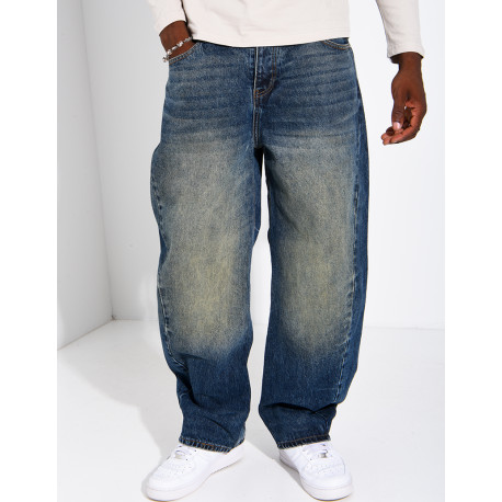 Jeans homme coupe ballon à délavage vintage