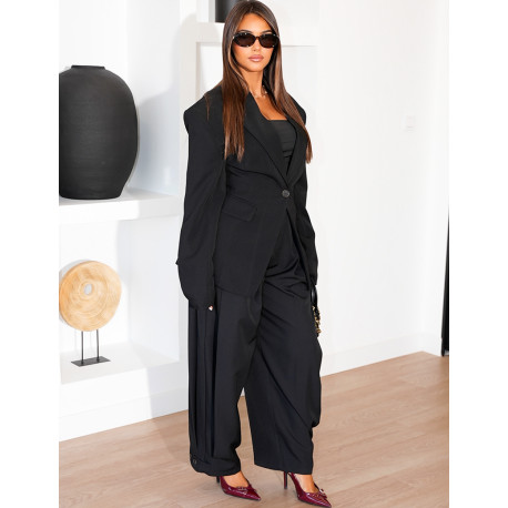 Veste de blazer épaules structurées et cintrée à la taille