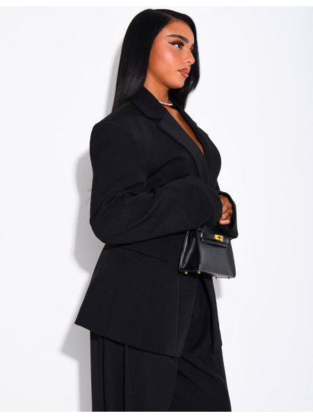 Veste de blazer épaules structurées et cintrée à la taille