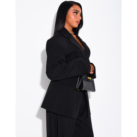 Veste de blazer épaules structurées et cintrée à la taille